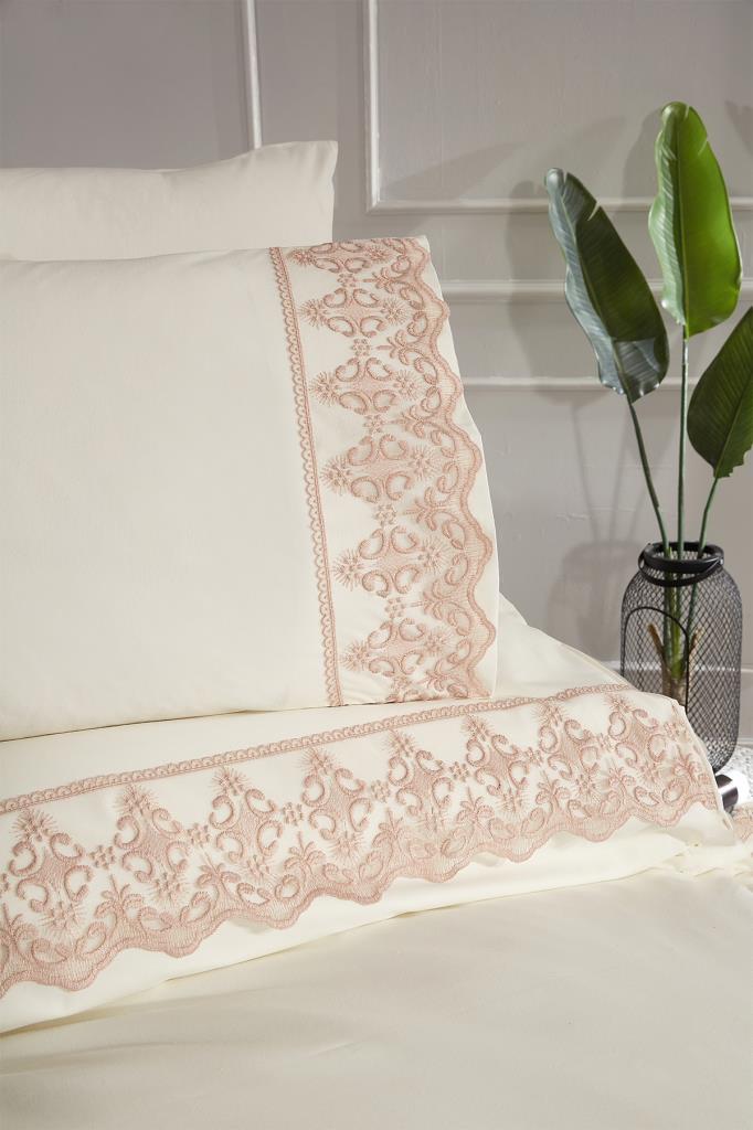 Picture of Fransız Dantelli Fidan Çeyizlik Nevresim Takımı Krem Cappucino