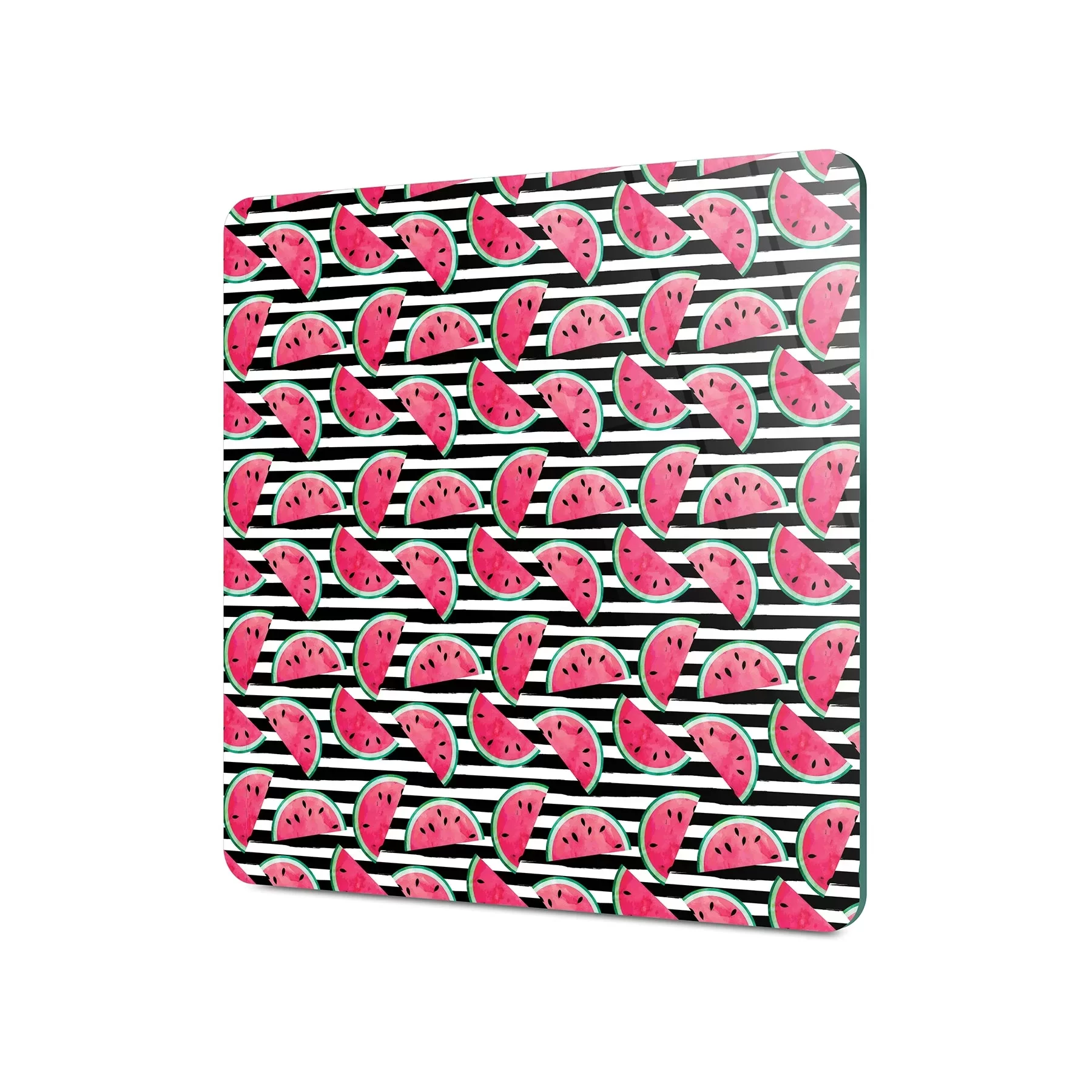 Picture of Decovetro Cam Kesme Tahtası ve Sunumluk Kare Karpuz Meyve Desenli 30x30 Cm