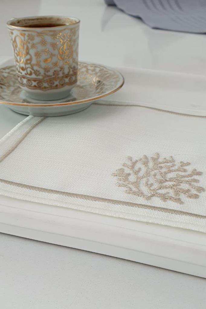 Picture of Kar Tanesi Nakışlı Kare Bardak Altlığı Seti 6 Lı Kahve