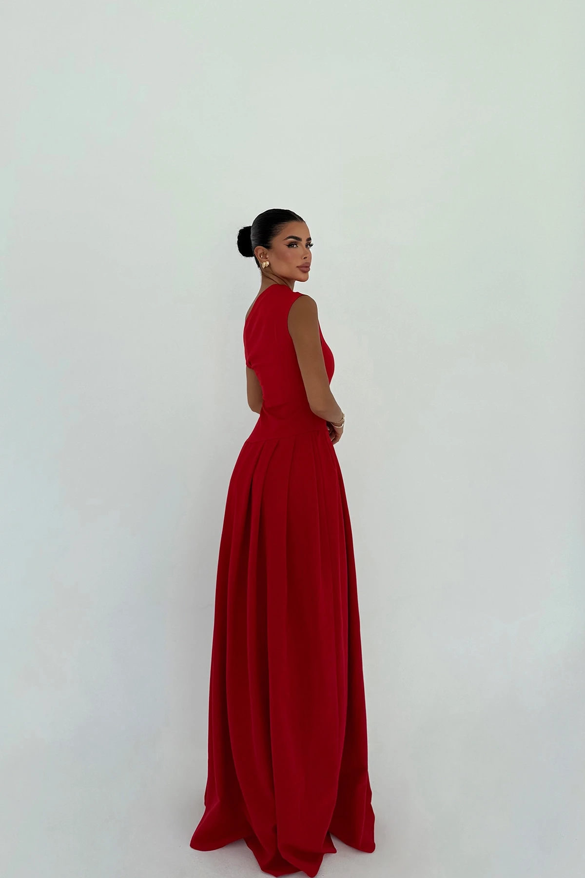 Picture of Red Bimala Boat Neck Dress