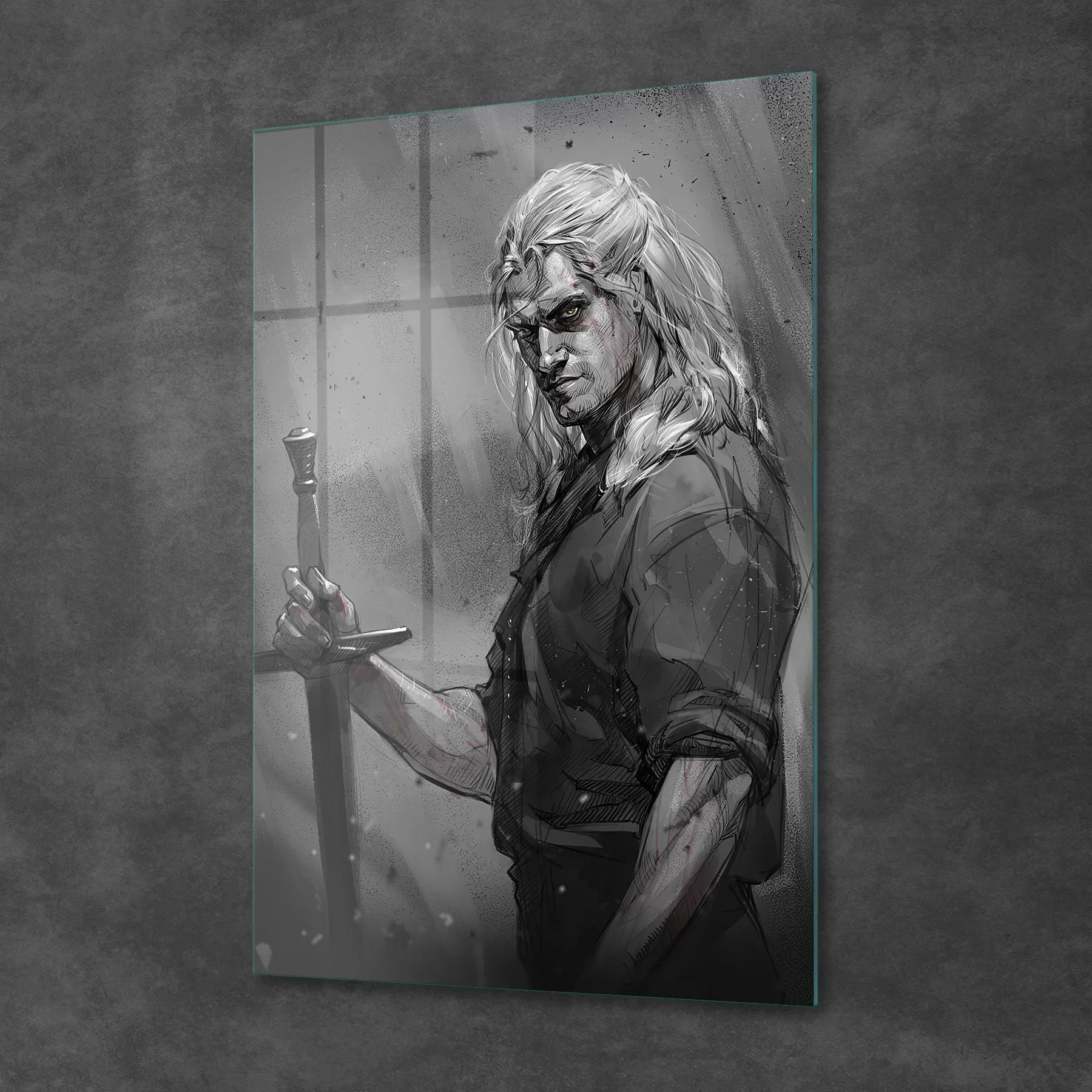 Picture of Decovetro Cam Tablo The Witcher Siyah Beyaz 30x40 cm