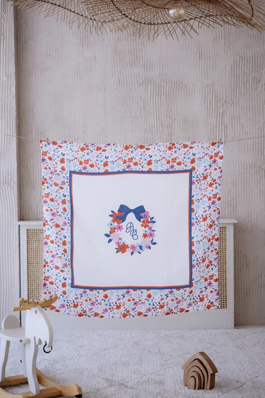 Picture of Çift Katlı Müslin Bebek Örtüsü - Minik Çiçekler / Kırmızı