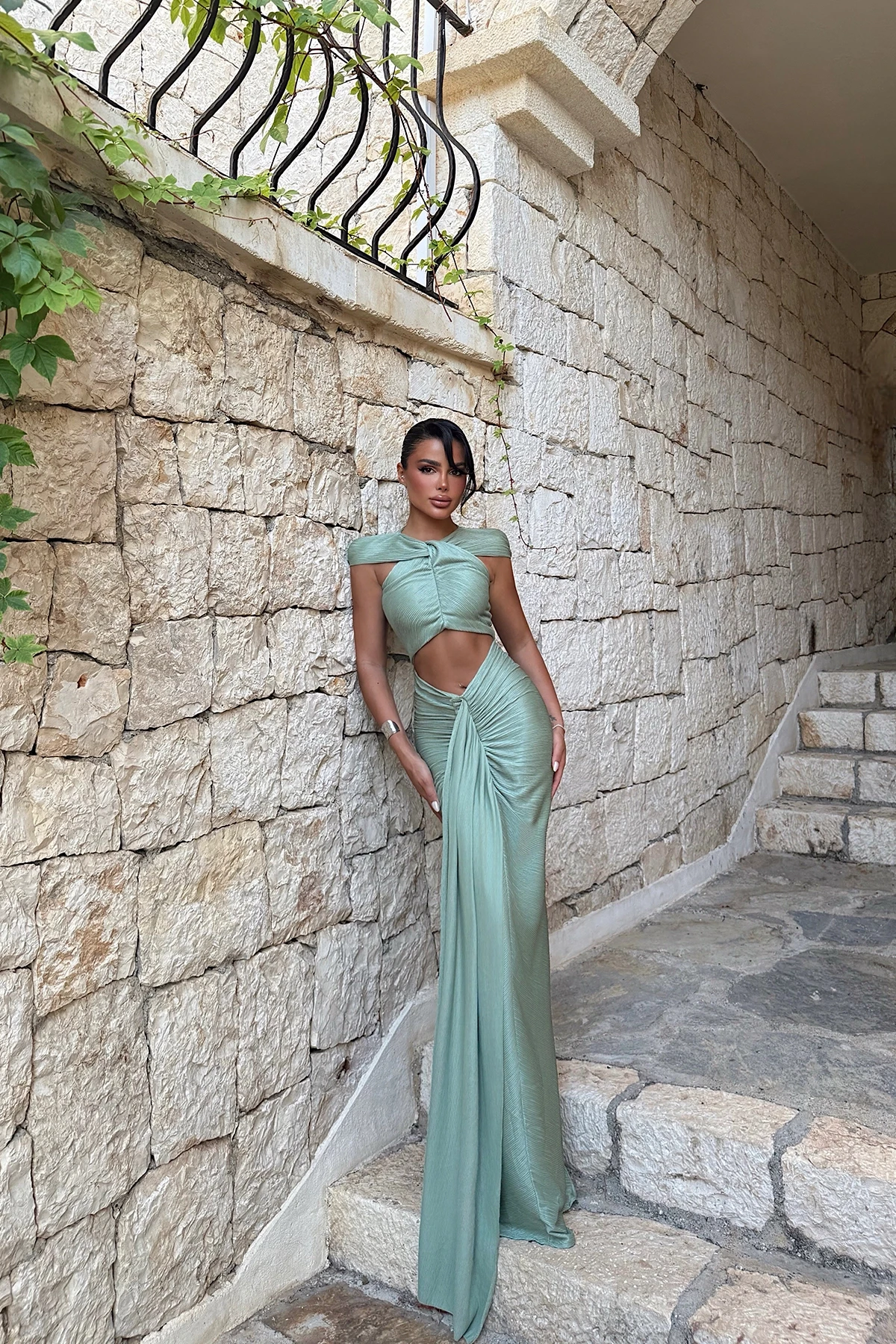 Picture of Aqua Green Orleans Long Dress