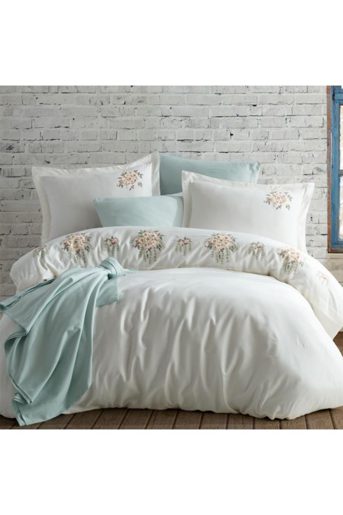 Picture of Fiona Pamuk Saten Nakışlı Nevresim Takımı Ekru