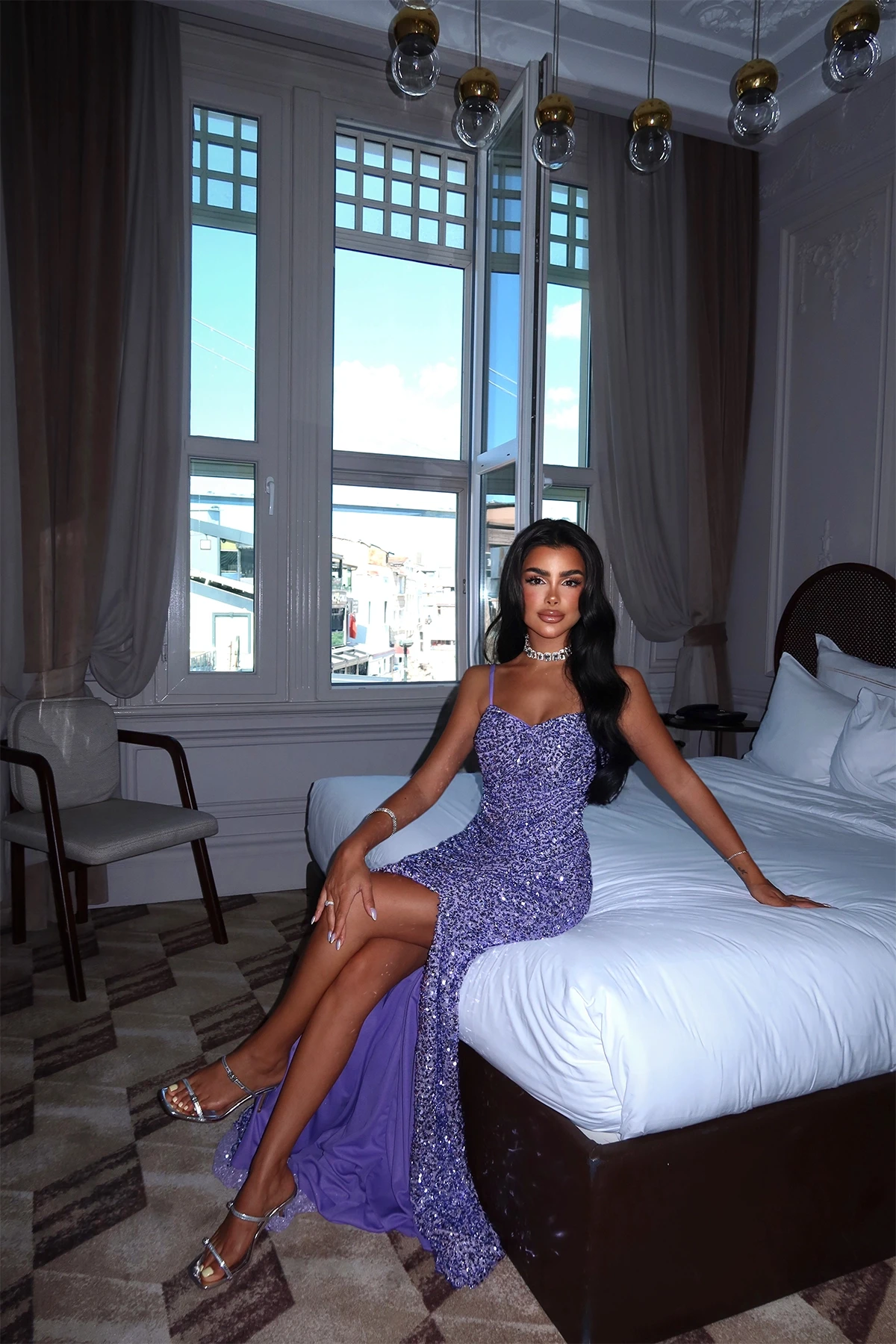Picture of Purple Strapless Long Dress