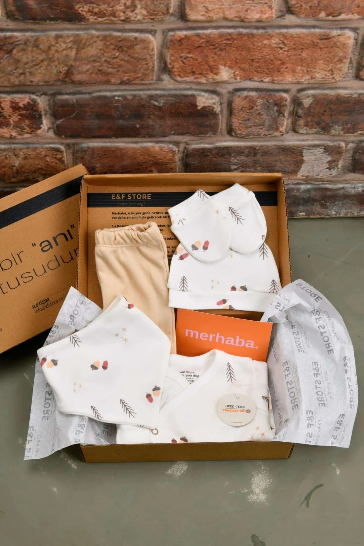 Picture of İkinci Şans - 5’li Yenidoğan Hastane Çıkışı Seti - Doğal Pamuklu - Doğa Desenli