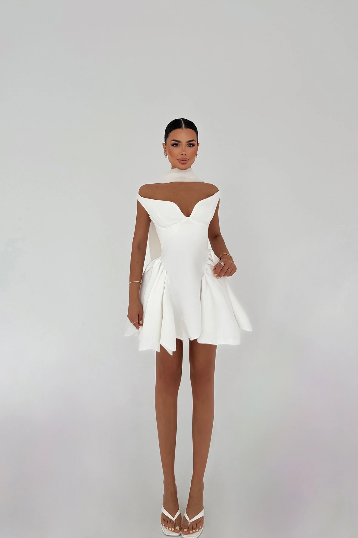 Picture of White Back Detail Mini Dress