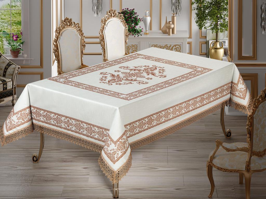 Picture of Suna Dantelli Dikdörtgen Baskılı Masa Örtüsü