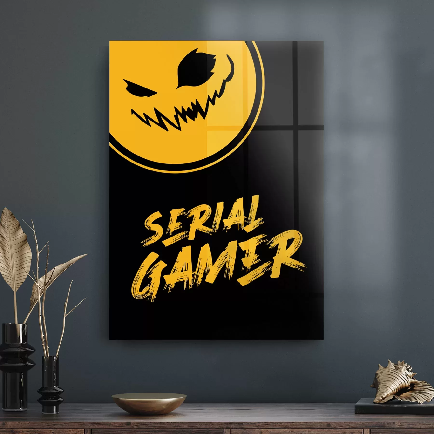 Picture of Decovetro Cam Tablo Turuncu Serial Gamer Yazılı 30x40 cm