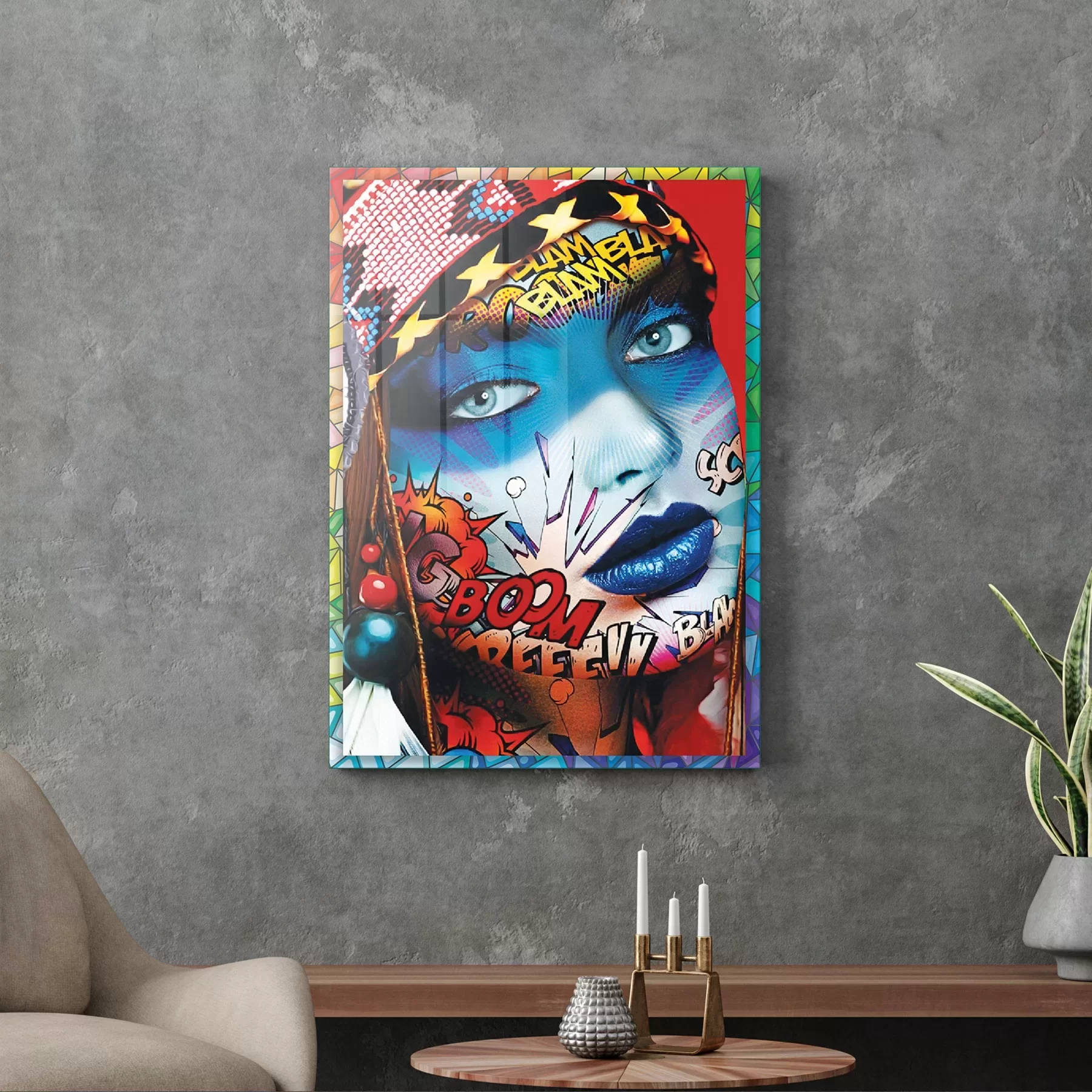 Picture of Decovetro Cam Tablo Pop Art Karma 70x100 cm