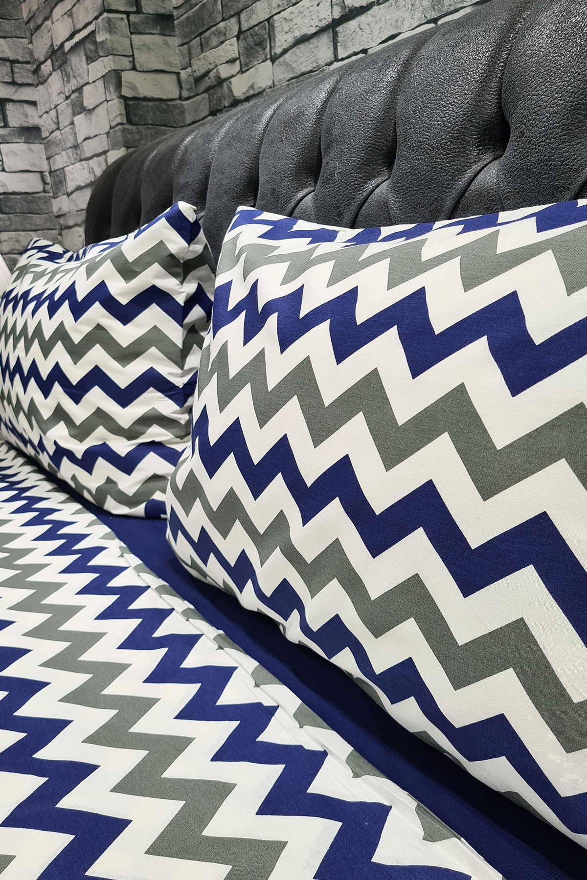 Picture of Çeyiz Diyarı Zigzag Çift Kişilik Nevresim Takımı Lacivert