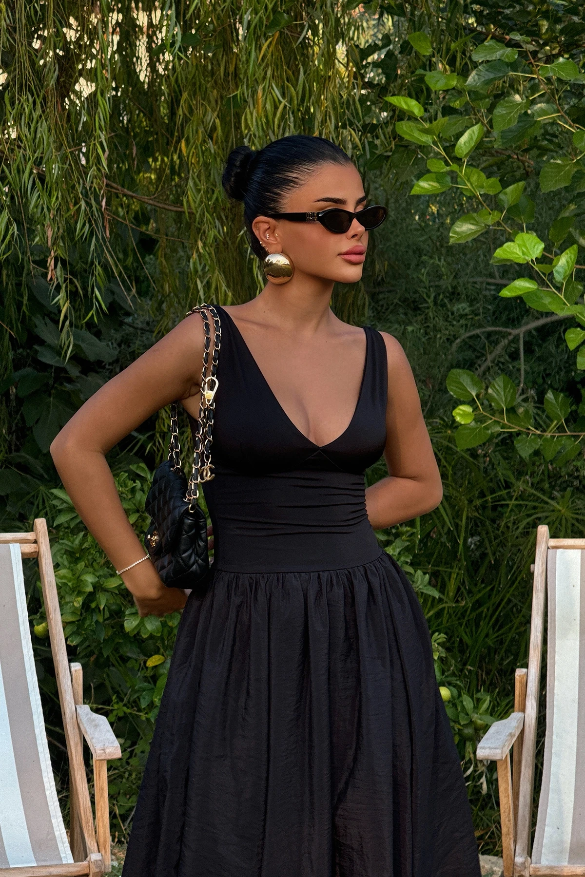 Picture of Black Amara Long Balloon Dress