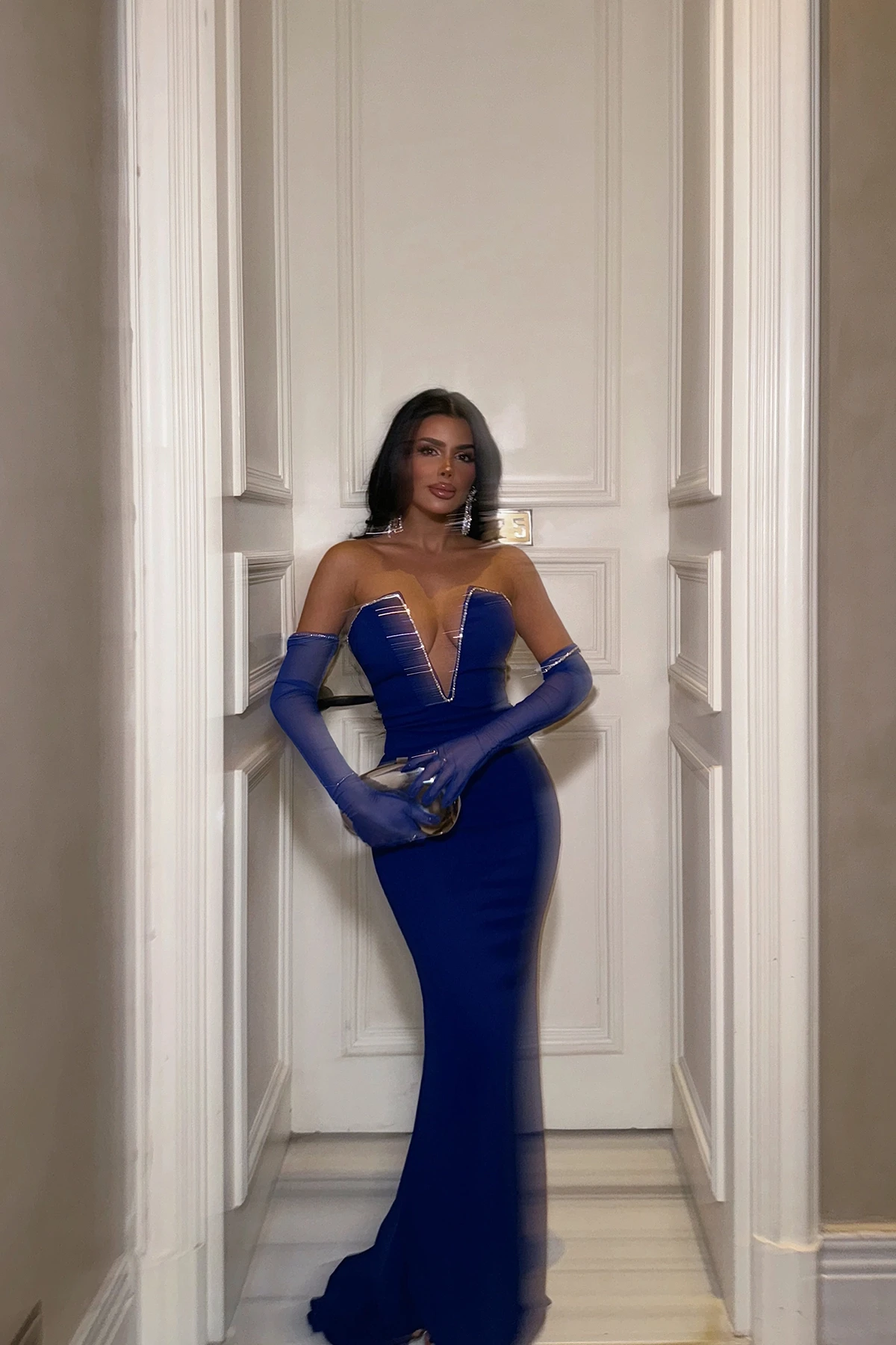 Picture of Saks Stone Detail Long Dress