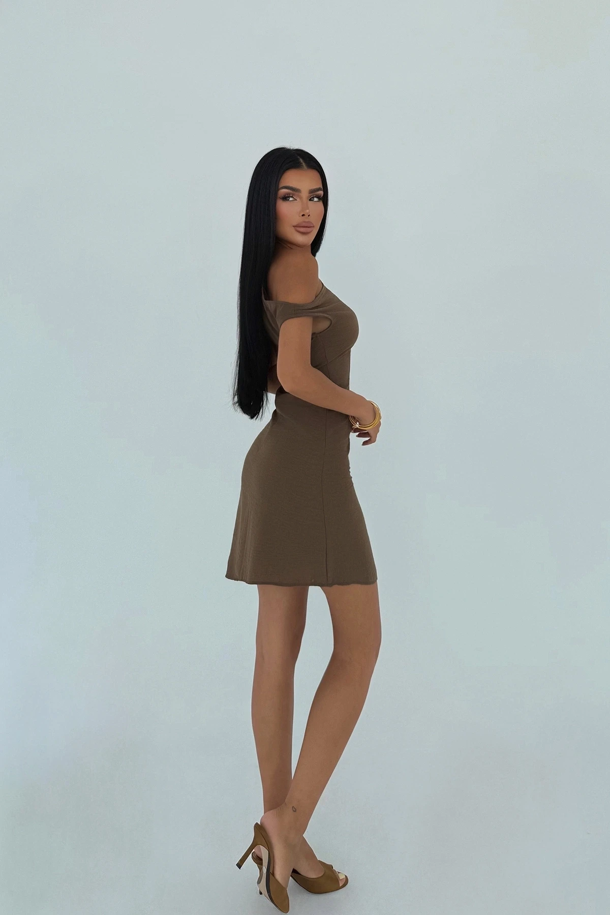 Picture of Brown Strapless Mini Dress