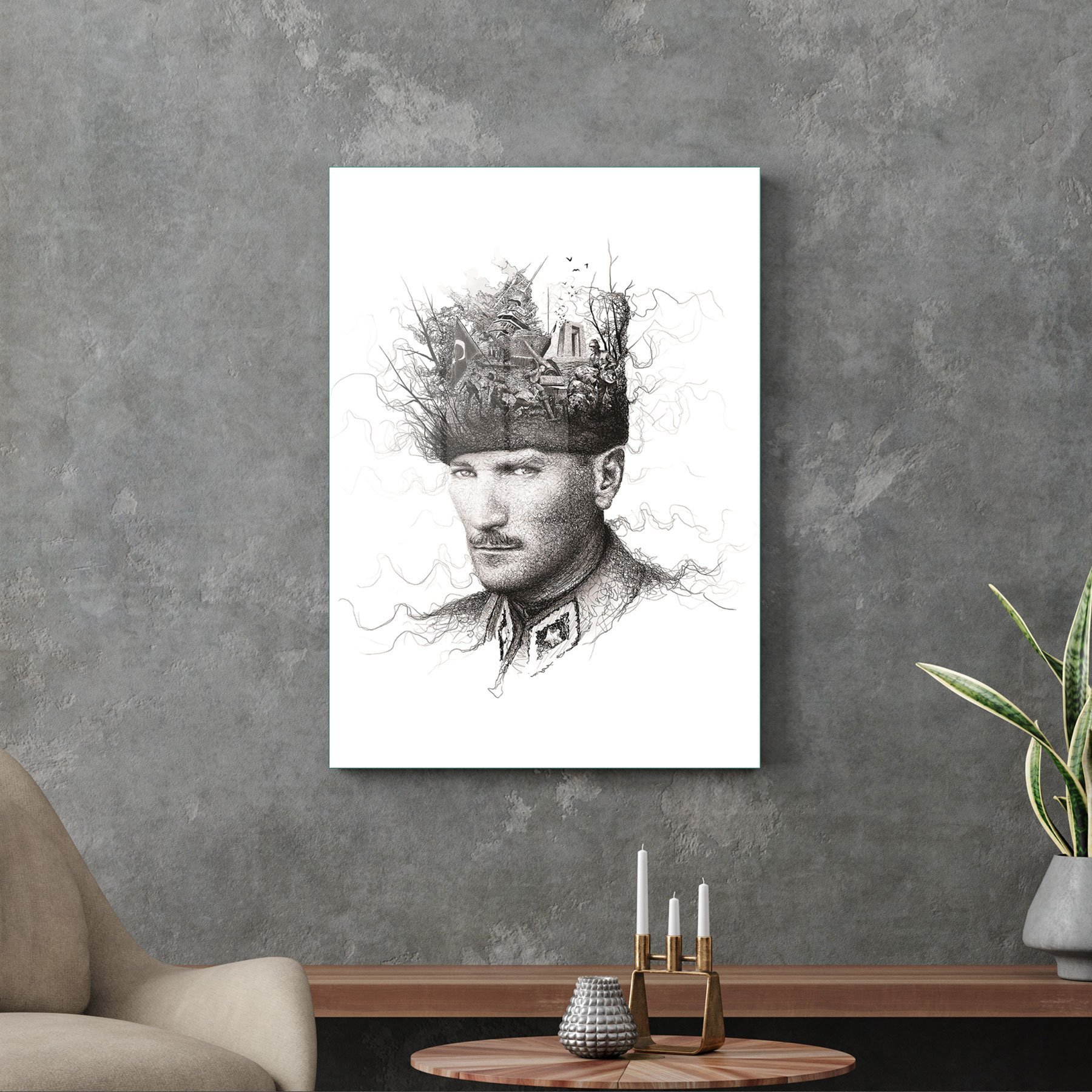Picture of Decovetro Atatürk Cam Tablo Özel çizim 30x40 cm
