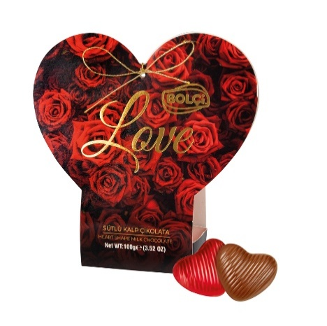 Picture of MILK CHOCOLATE HEART RED ROSES 100g