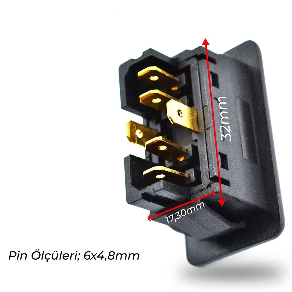 Picture of Cam Düğmesi Anahtarı Işıklı 6 Fişli Pinli Üniversal