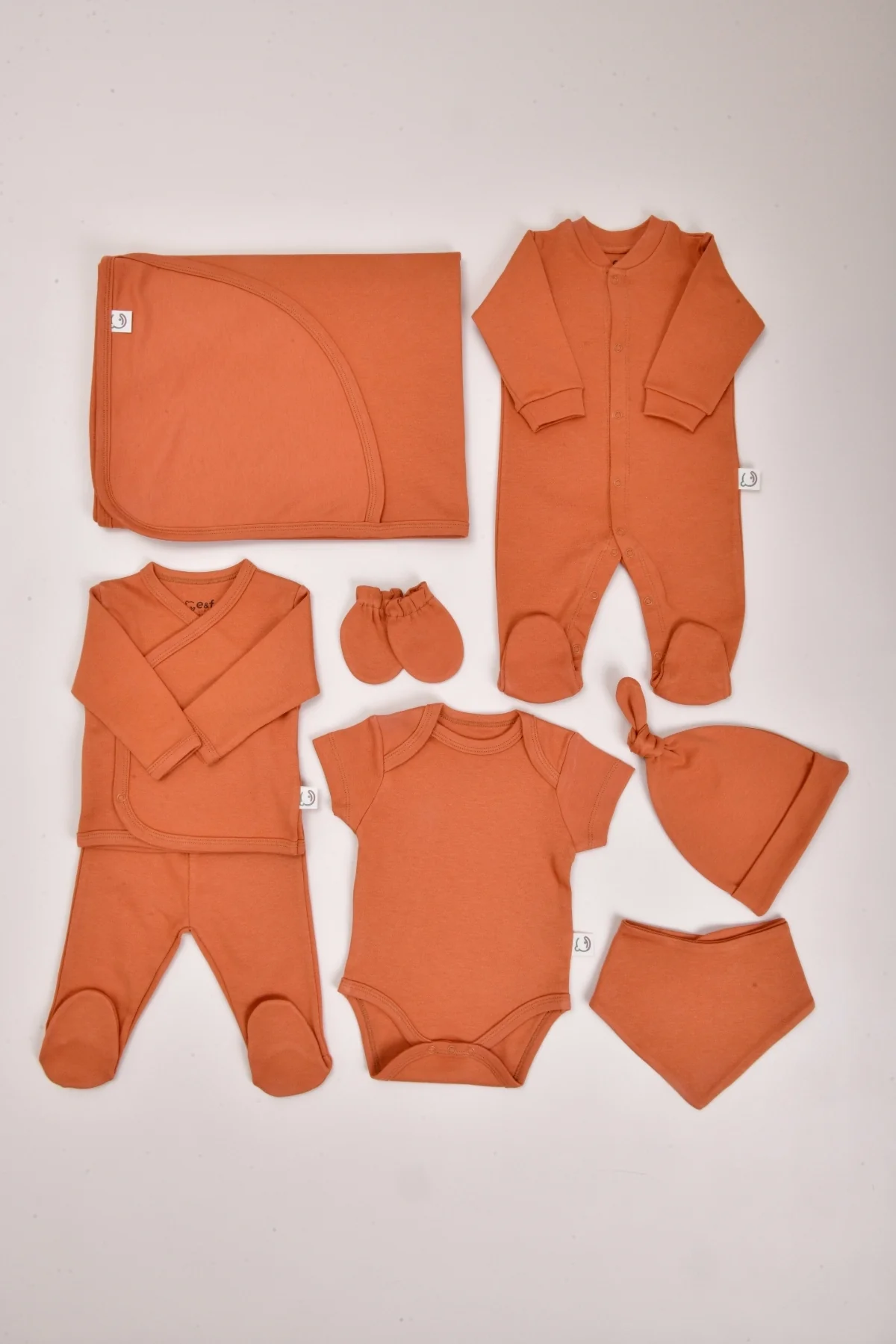 Picture of 8'li Organik Hastane Çıkışı Seti - Sertifikalı ve Pamuklu Kumaş - Kiremit