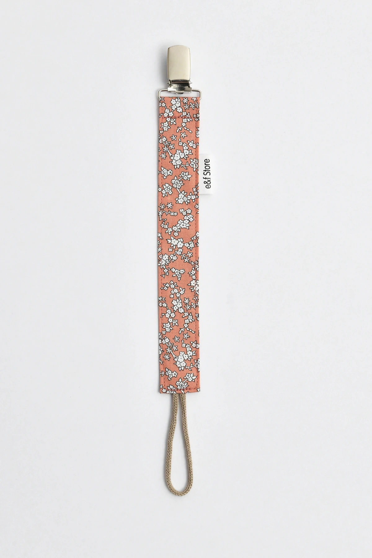 Picture of Pamuk Kumaşlı Emzik Zinciri – Yavruağzı Çiçek Desenli