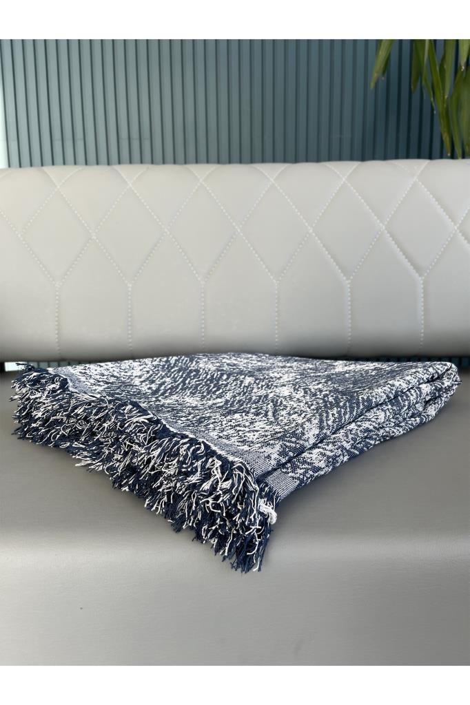 Picture of Saçaklı Lüks Koltuk Örtüsü 170x220 Cm Mavi