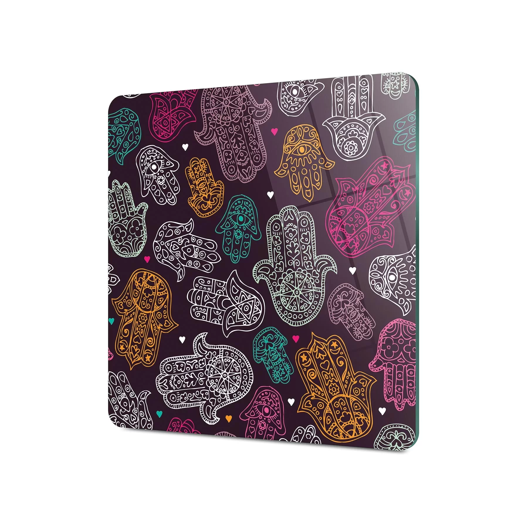 Picture of Decovetro Cam Kesme Tahtası ve Sunumluk Kare Hamsa Desenli 30x30 Cm