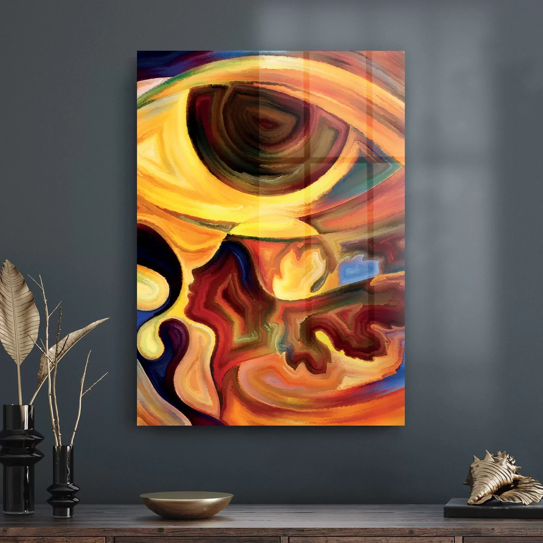 Picture of Decovetro Cam Tablo Soyut Yağlı Boya Desenli 30x40 cm