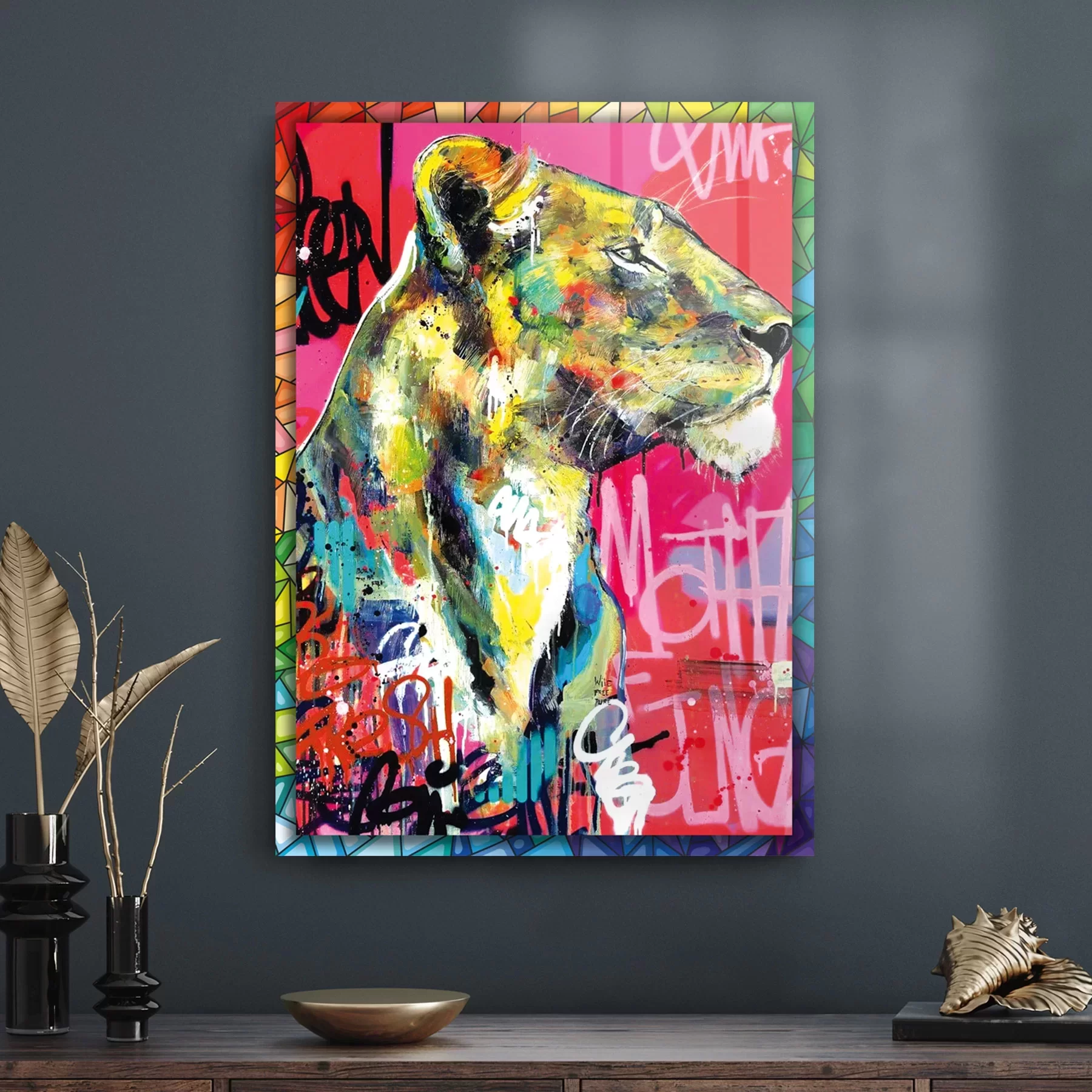Picture of Decovetro Cam Tablo Pop Art Aslan 30x40 cm
