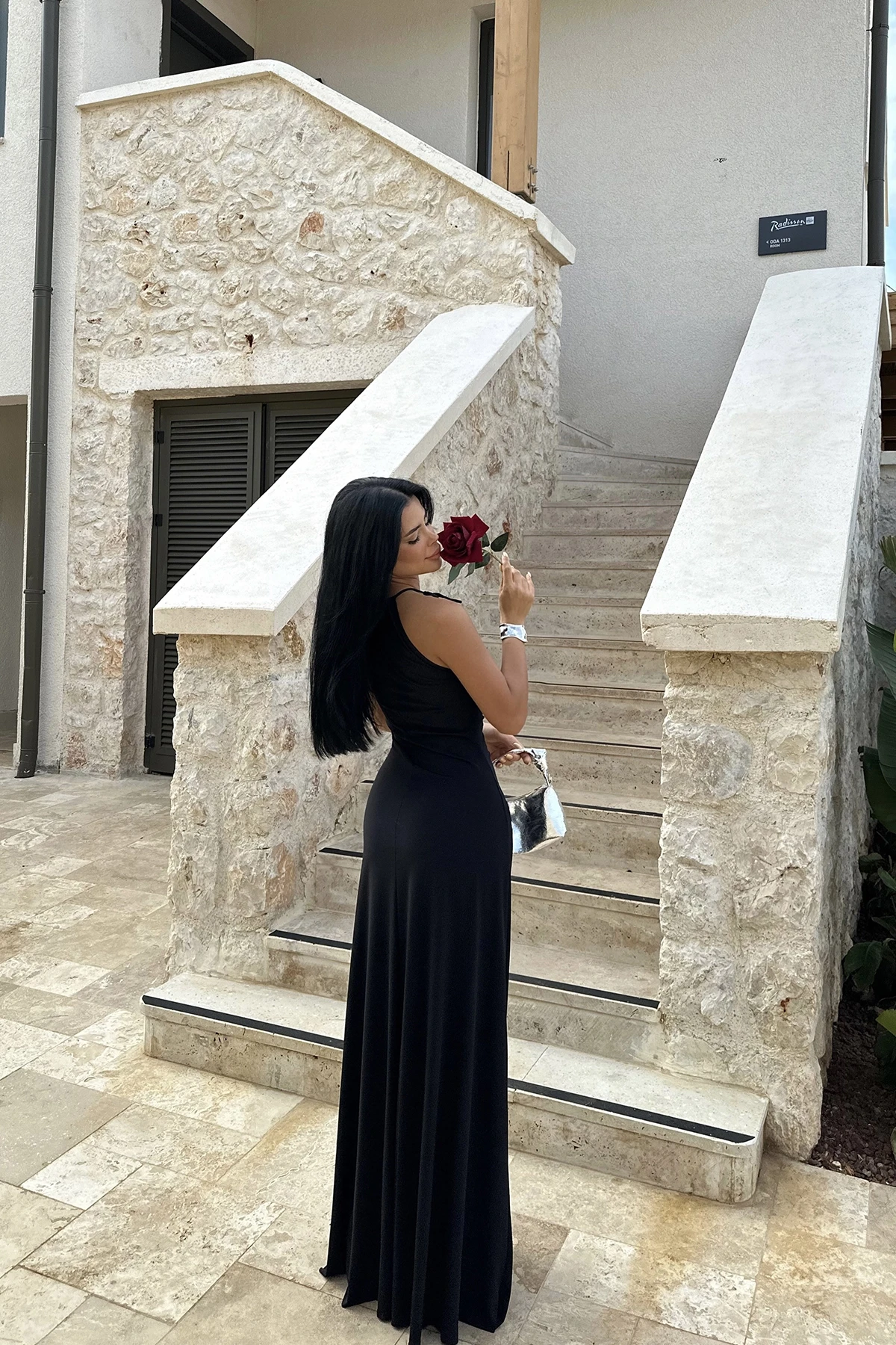 Picture of Black Albertina Low-Cut Long Dress