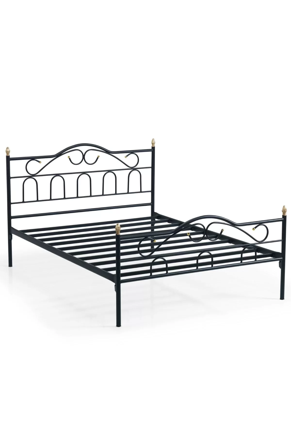 Picture of Truva Çift Kişilik Başlıklı Yatak Odası Ferforje Metal Karyola 150x200 Ölçülü