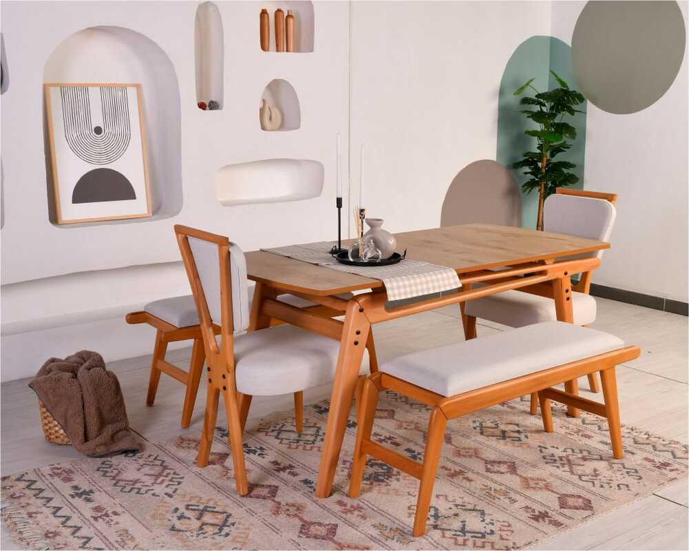 Picture of Palace 2 Sandalye 2 Bench 1 Masa (90x180)