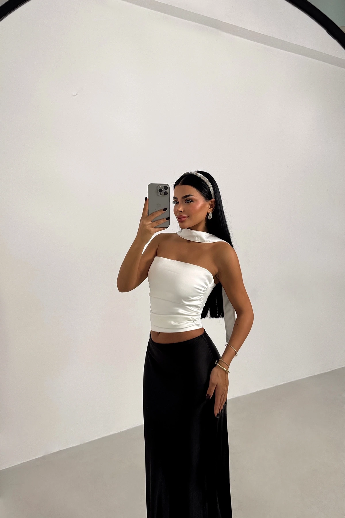 Picture of White Satin Crop Top