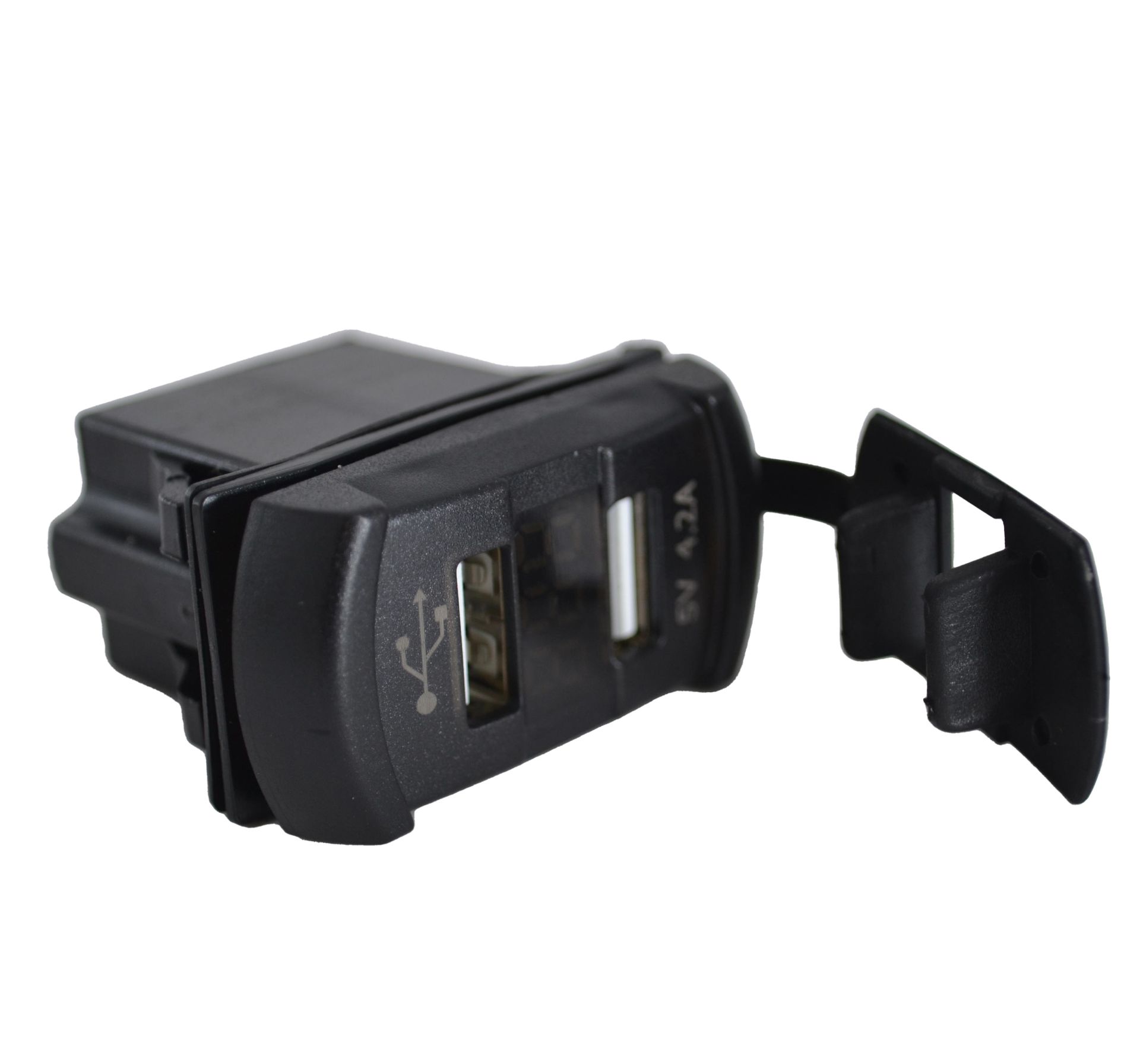 Picture of 12V 24V DC USB 4.2A Şarj Port Voltmetreli Dikdörtgen Mavi Rakam MT-UM01