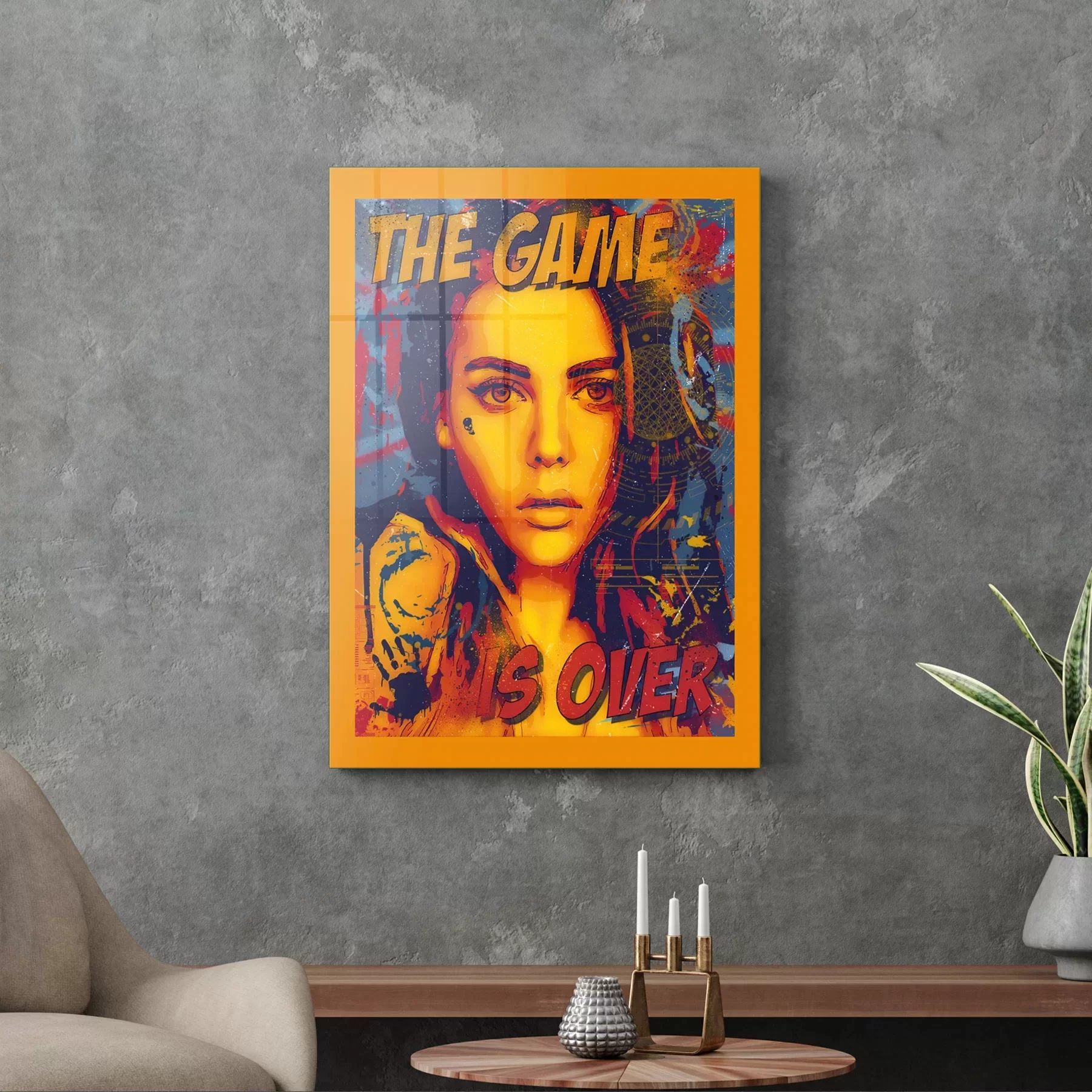 Picture of Decovetro Cam Tablo Game Over Yazılı 30x40 cm