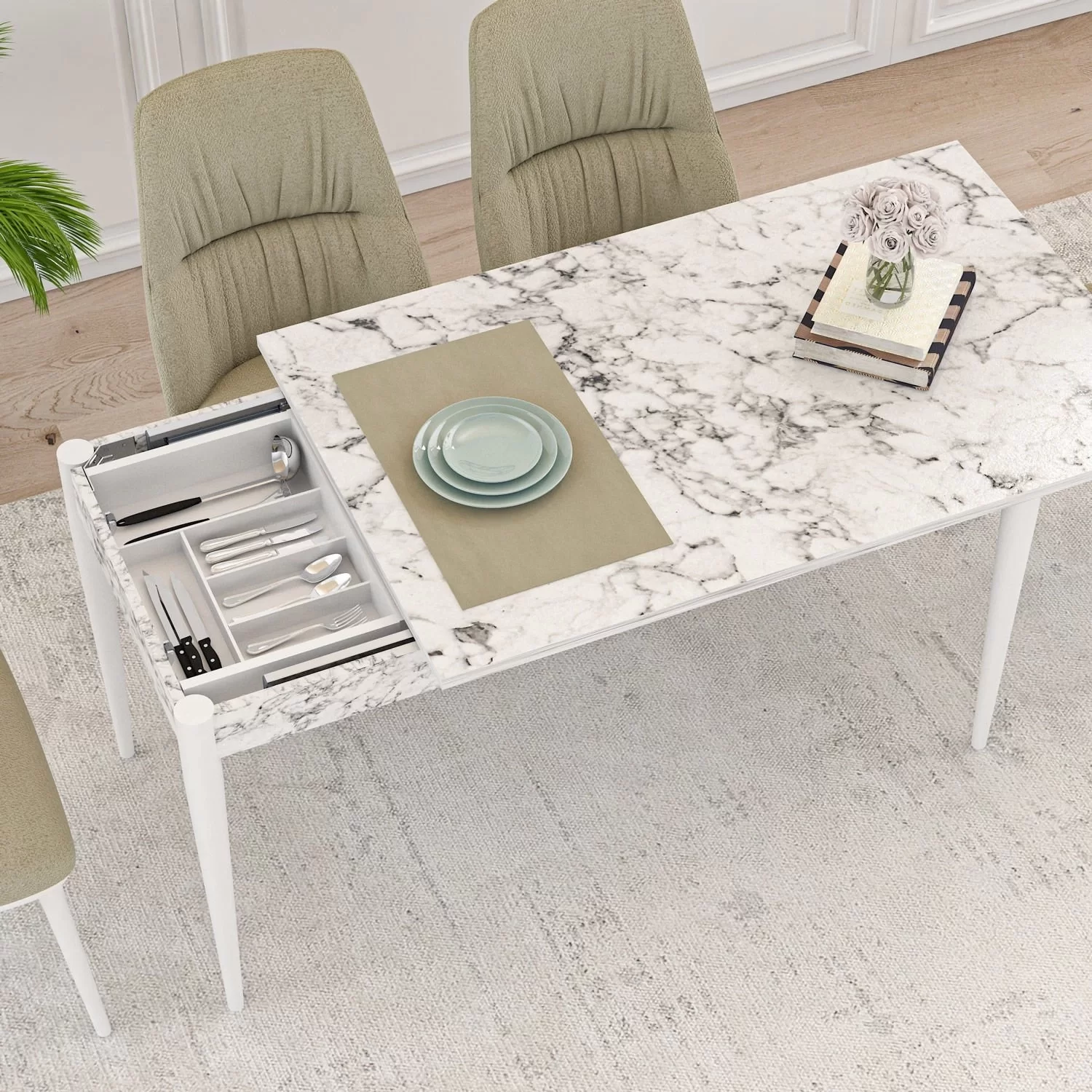 Picture of SMT Alüminyum Tek Taraflı Çift Açılımlı Rulmanlı Masa Rayı