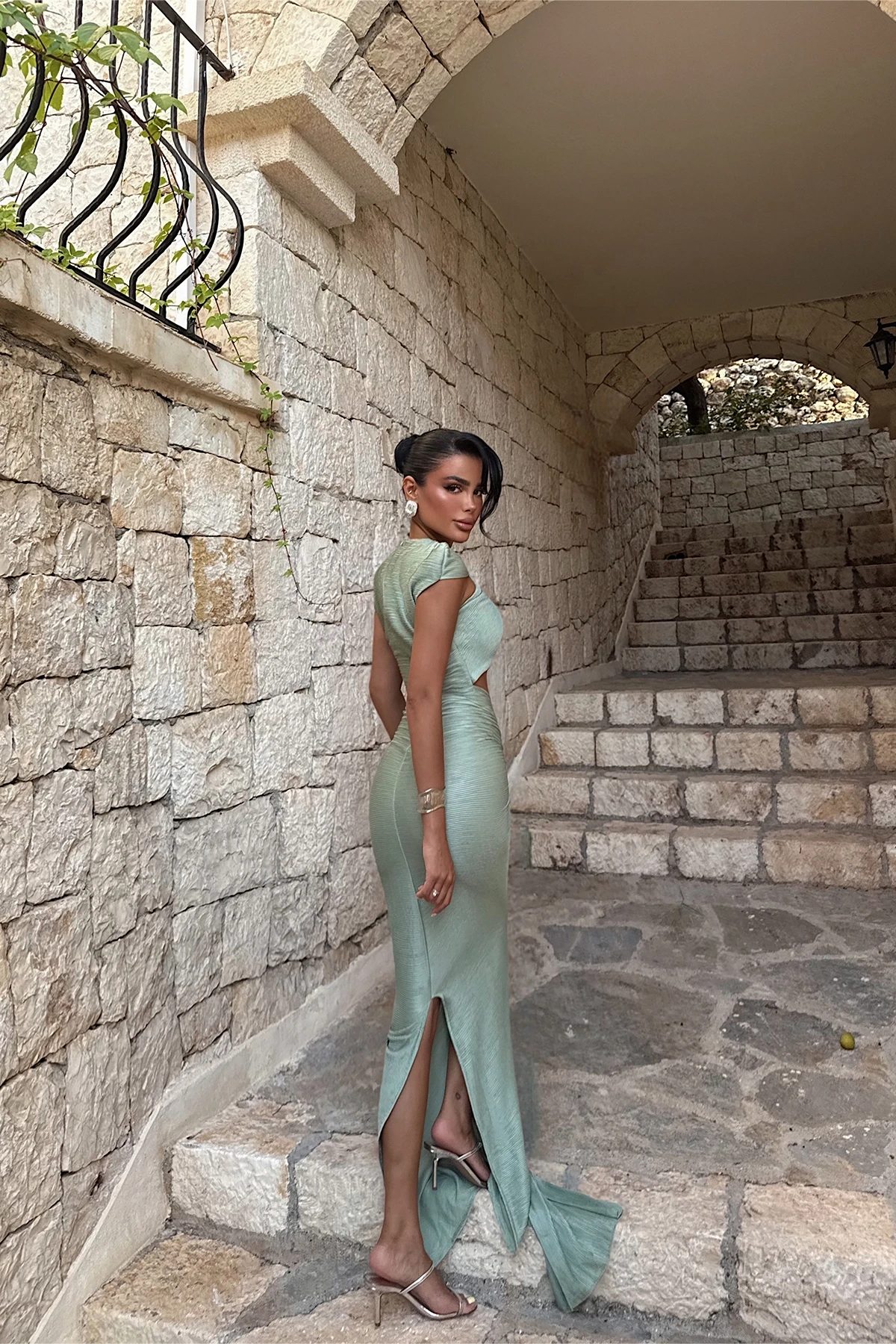 Picture of Aqua Green Orleans Long Dress