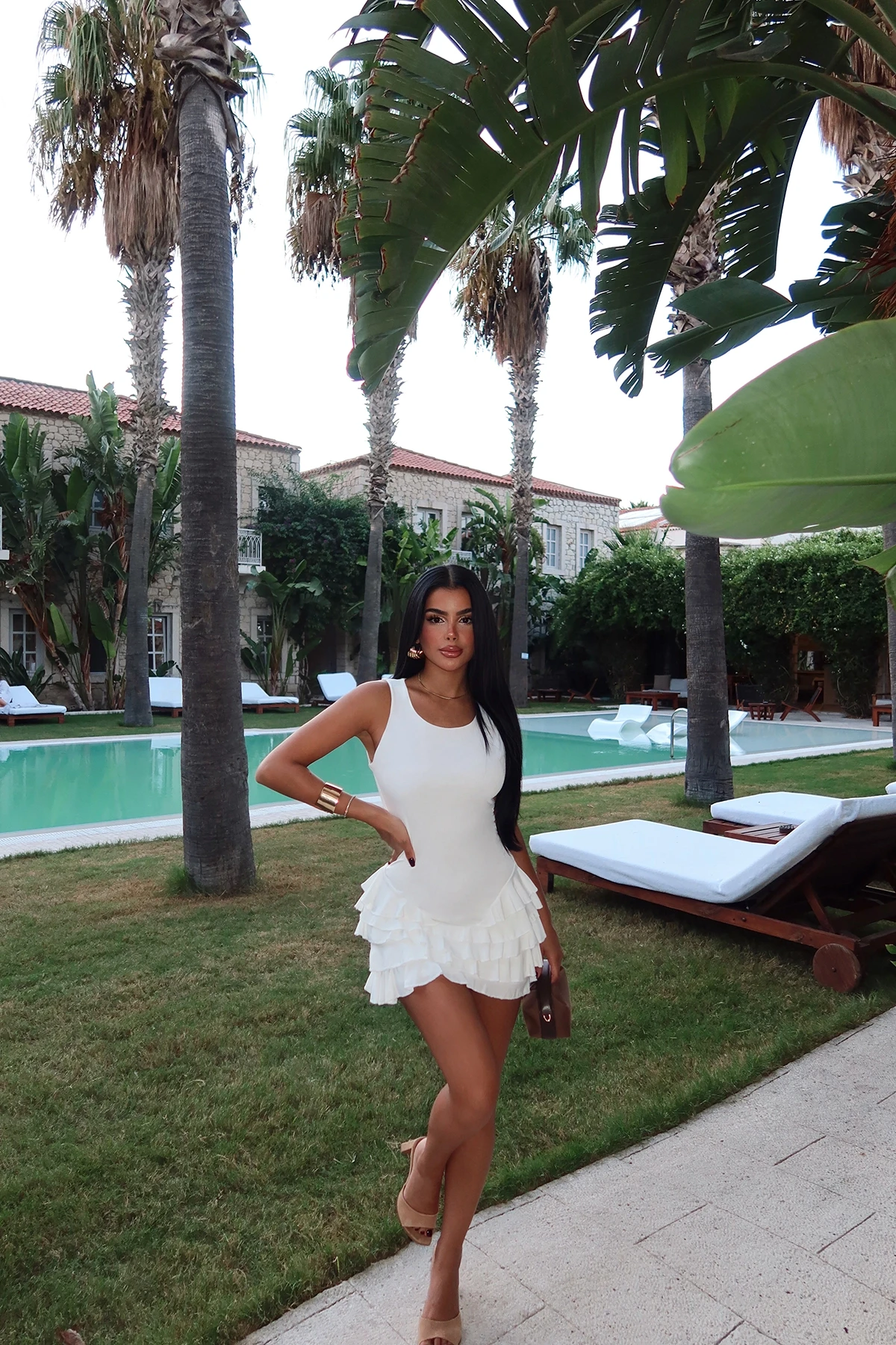 Picture of White Naia Ruffle Dress
