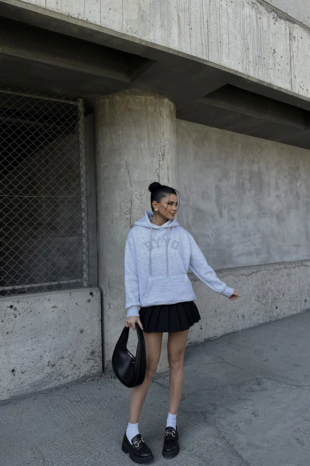 Picture of Gray Eyyo Embroidered Hooded Sweat