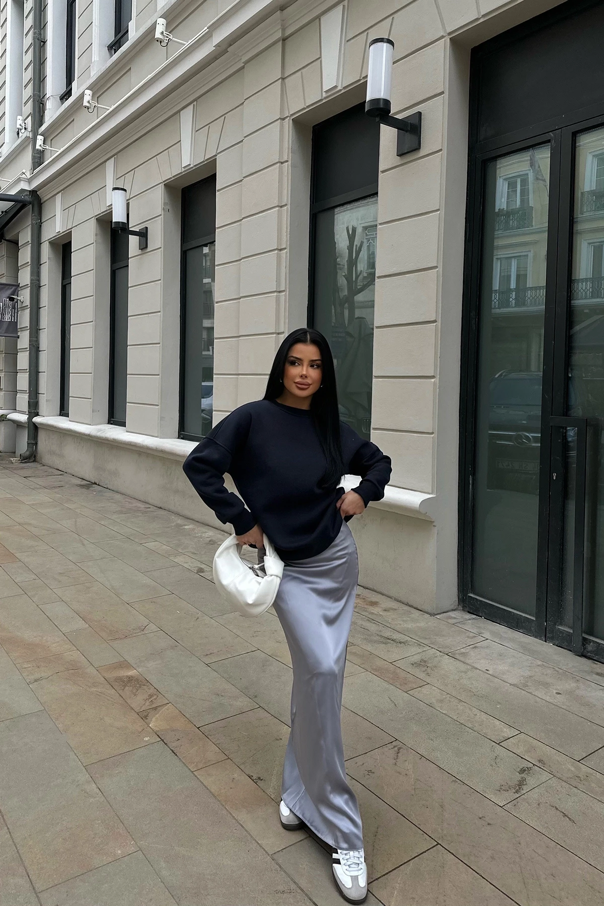 Picture of Navy Blue Oversize Back Printed Sweat