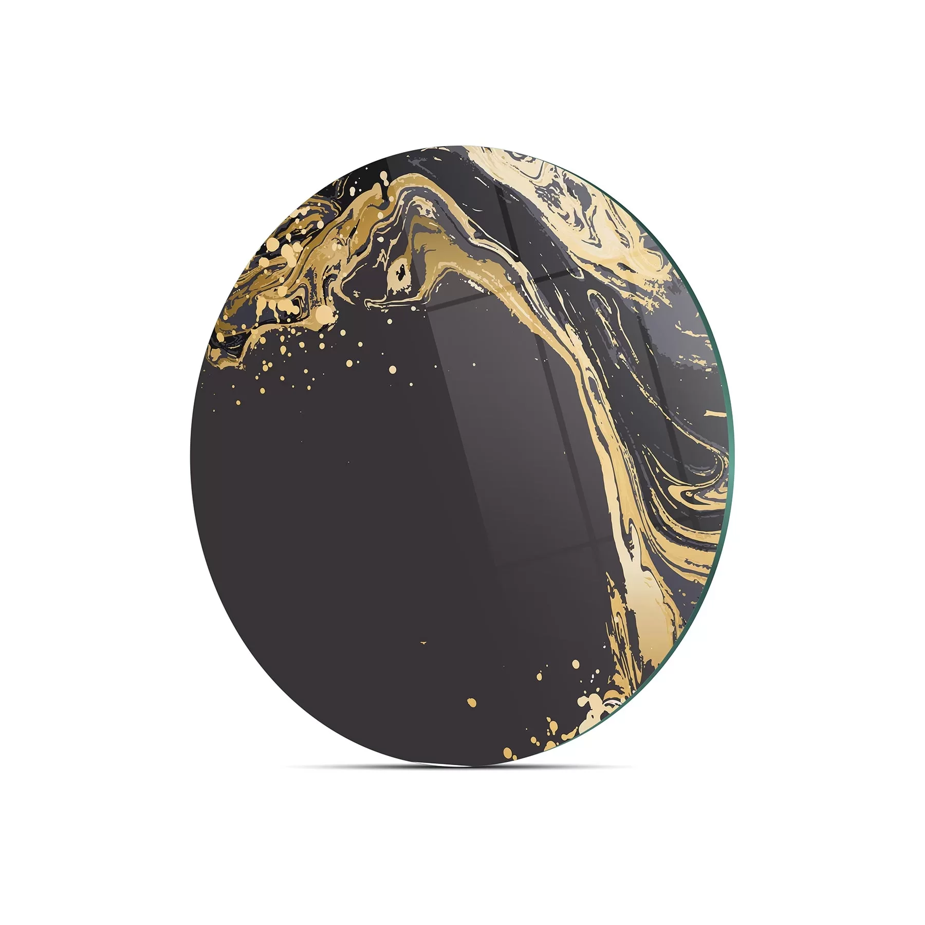 Picture of Decovetro Cam Kesme Tahtası ve Sunumluk Yuvarlak Gold Dalga Desenli 30x30 Cm