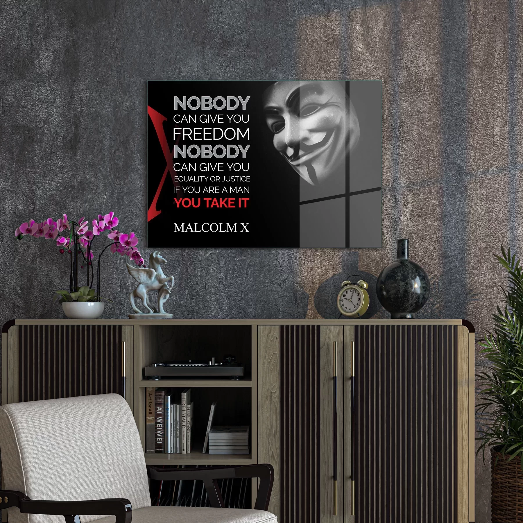 Picture of Decovetro Cam Tablo Vendetta Malcom X 30x40 cm