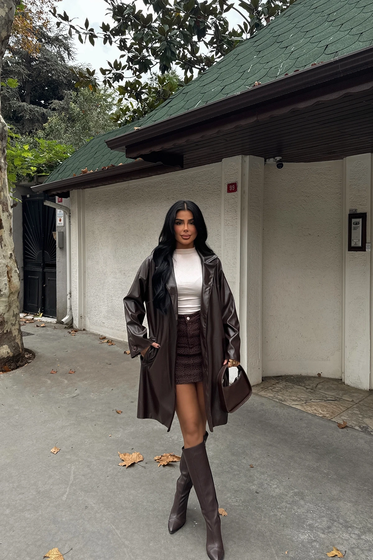 Picture of Brown Leather Trench Coat