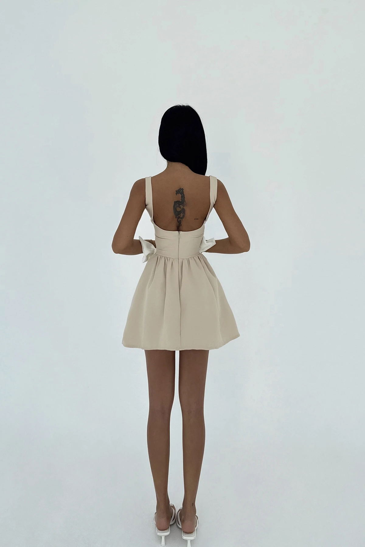 Picture of Beige Nellie Bow Detail Mini Dress