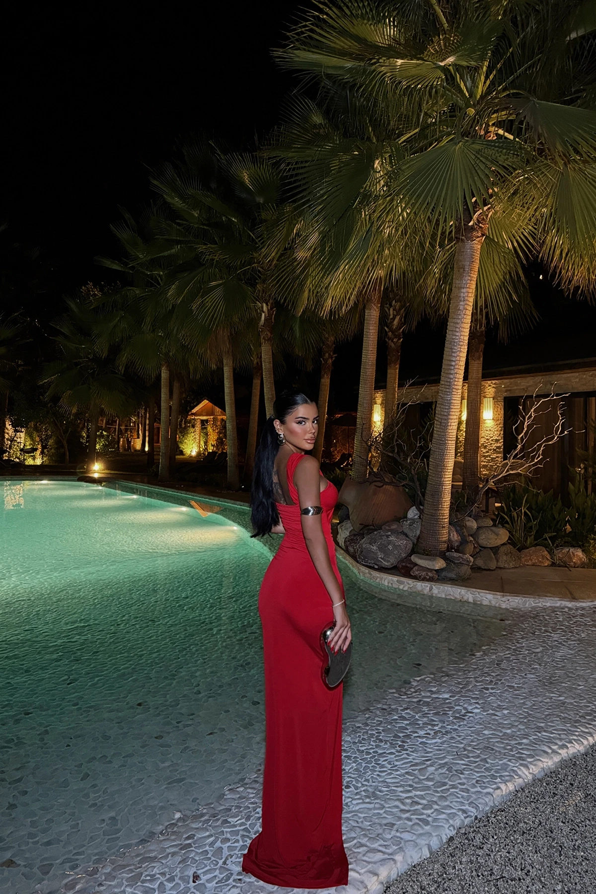 Picture of Red Back Detail Long Dress