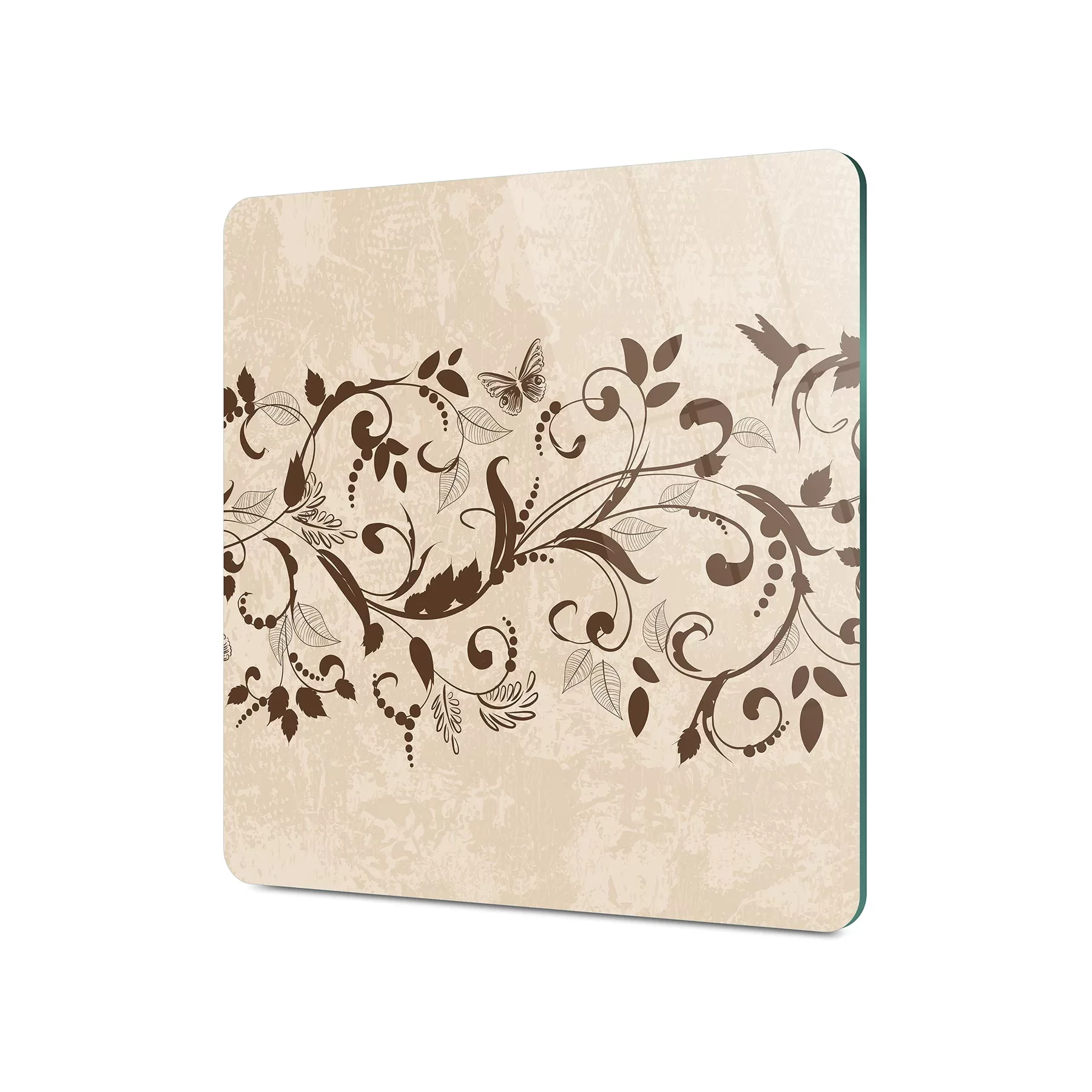 Picture of Decovetro Cam Kesme Tahtası ve Sunumluk Kare Sarmaşık Desenli 30x30 Cm