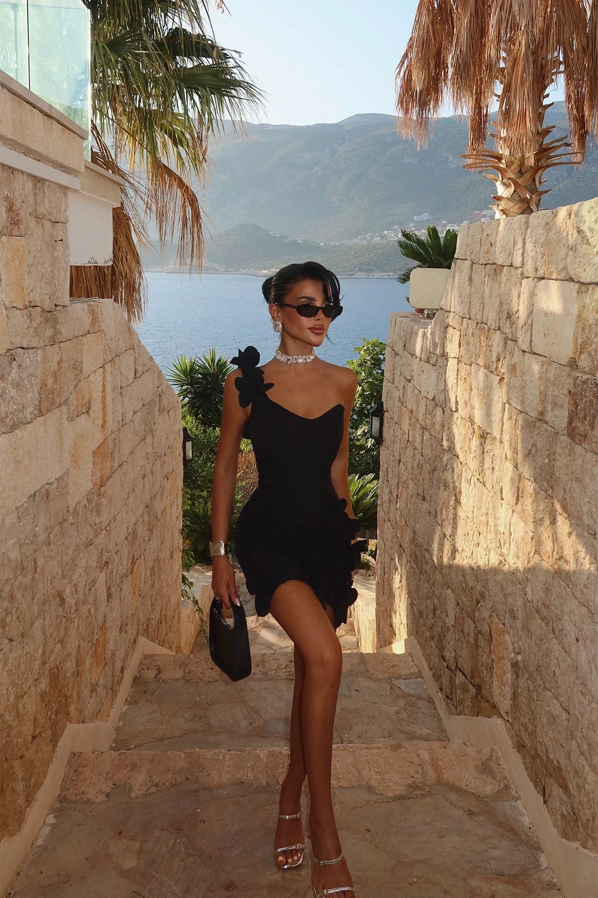 Picture of Black Floral Mini Dress