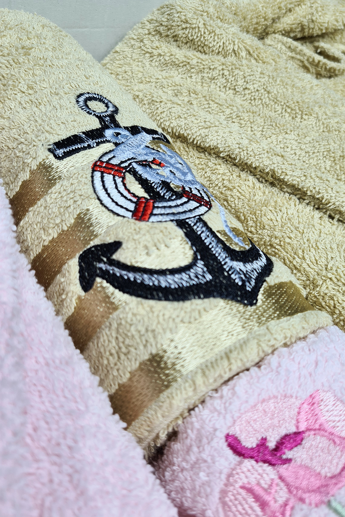 Picture of Çeyizlik Aile Bornoz Seti 4 Parça Pudra Cappucino