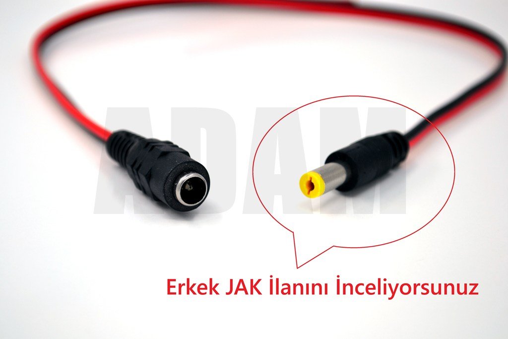 Picture of 2,1mm DC Jak Erkek Fiş CCTV Power 20cm Kablolu