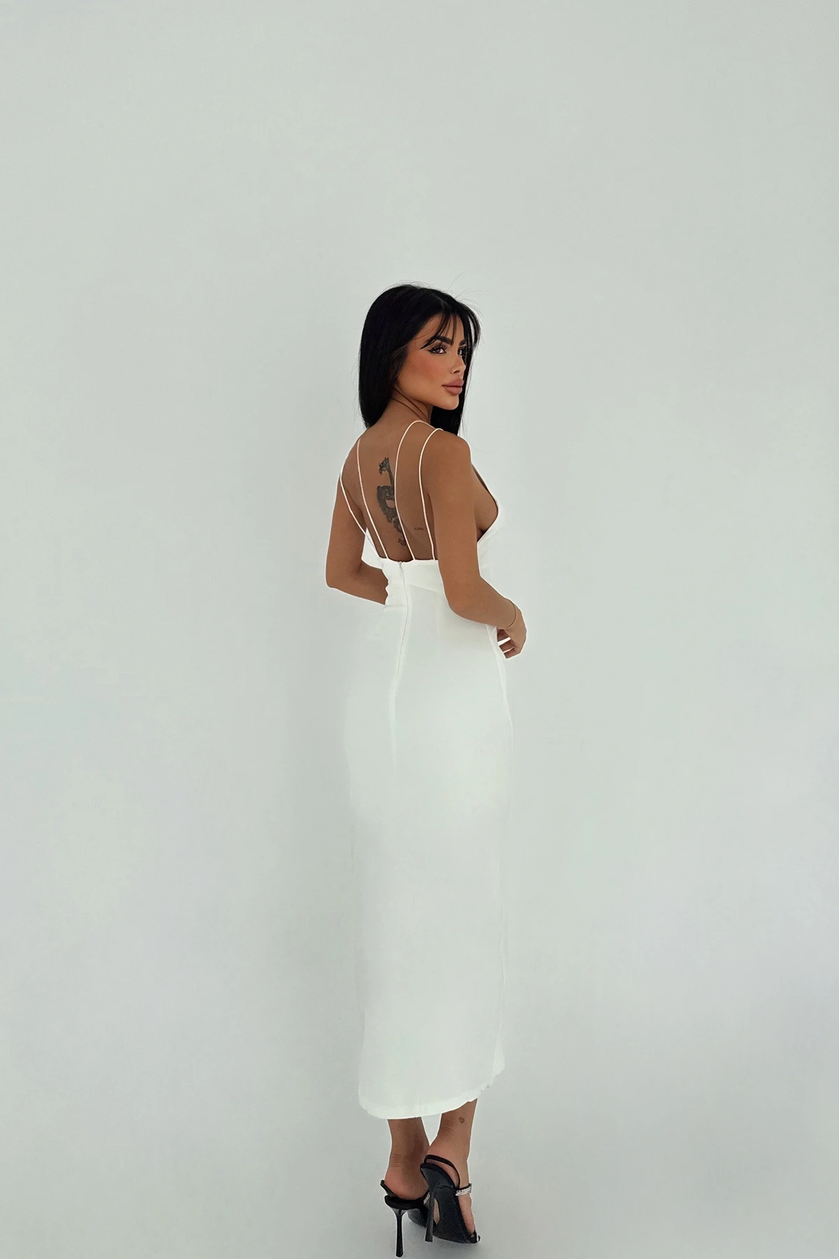 Picture of White Rope Strap Back Detail Mini Dress