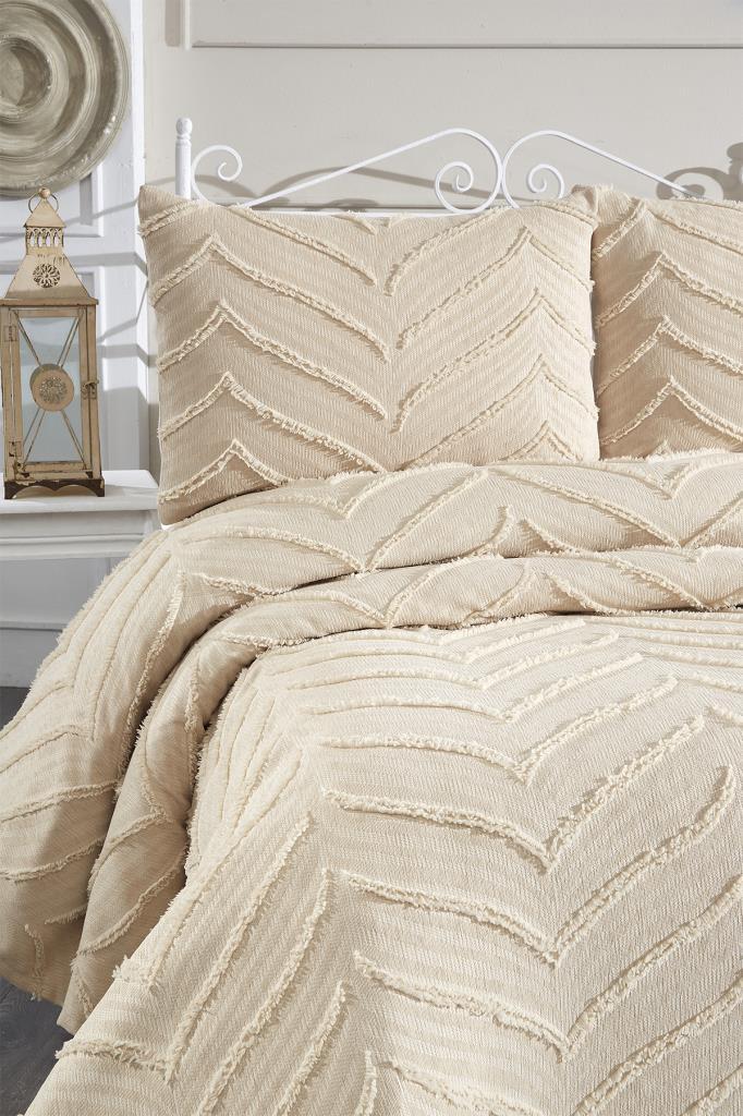 Picture of Çeyiz Diyarı Sementina 3 Parça Çift Kişilik Pike Takımı Bej