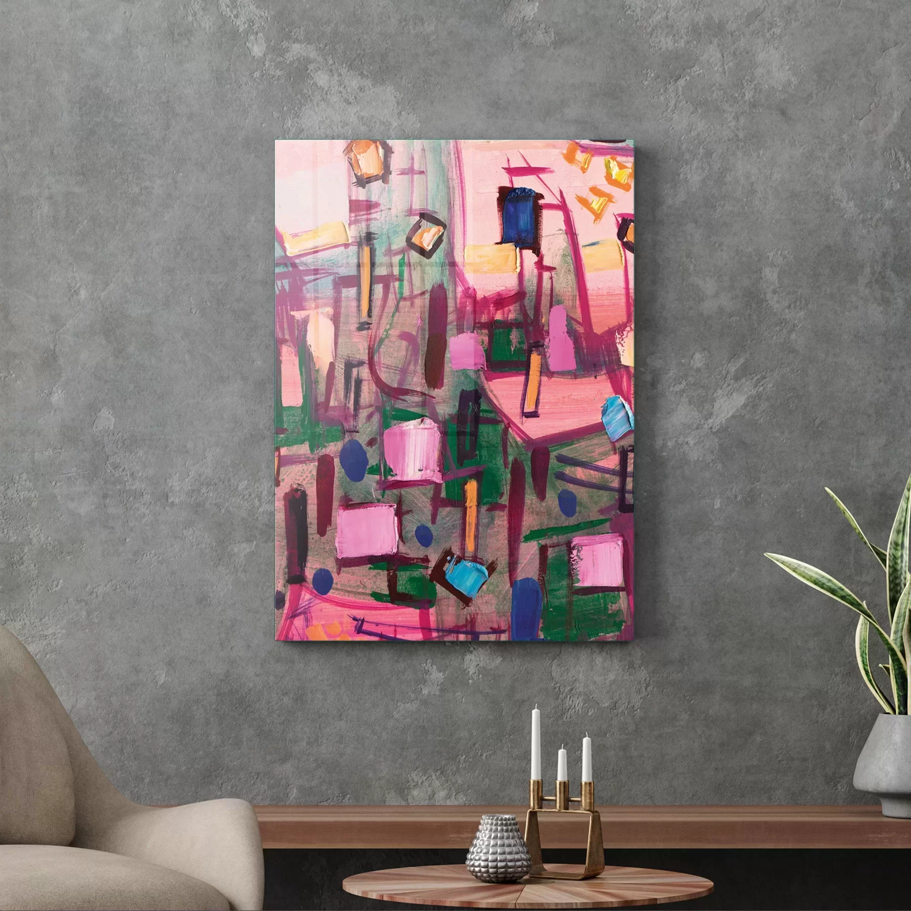 Picture of Decovetro Cam Tablo Yağlı Boya Soyut 70x100 cm